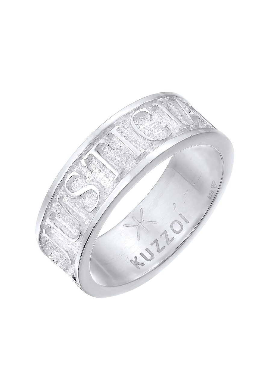 KUZZOI Herren Bandring Schriftzug 925 Silber oxidiert 64