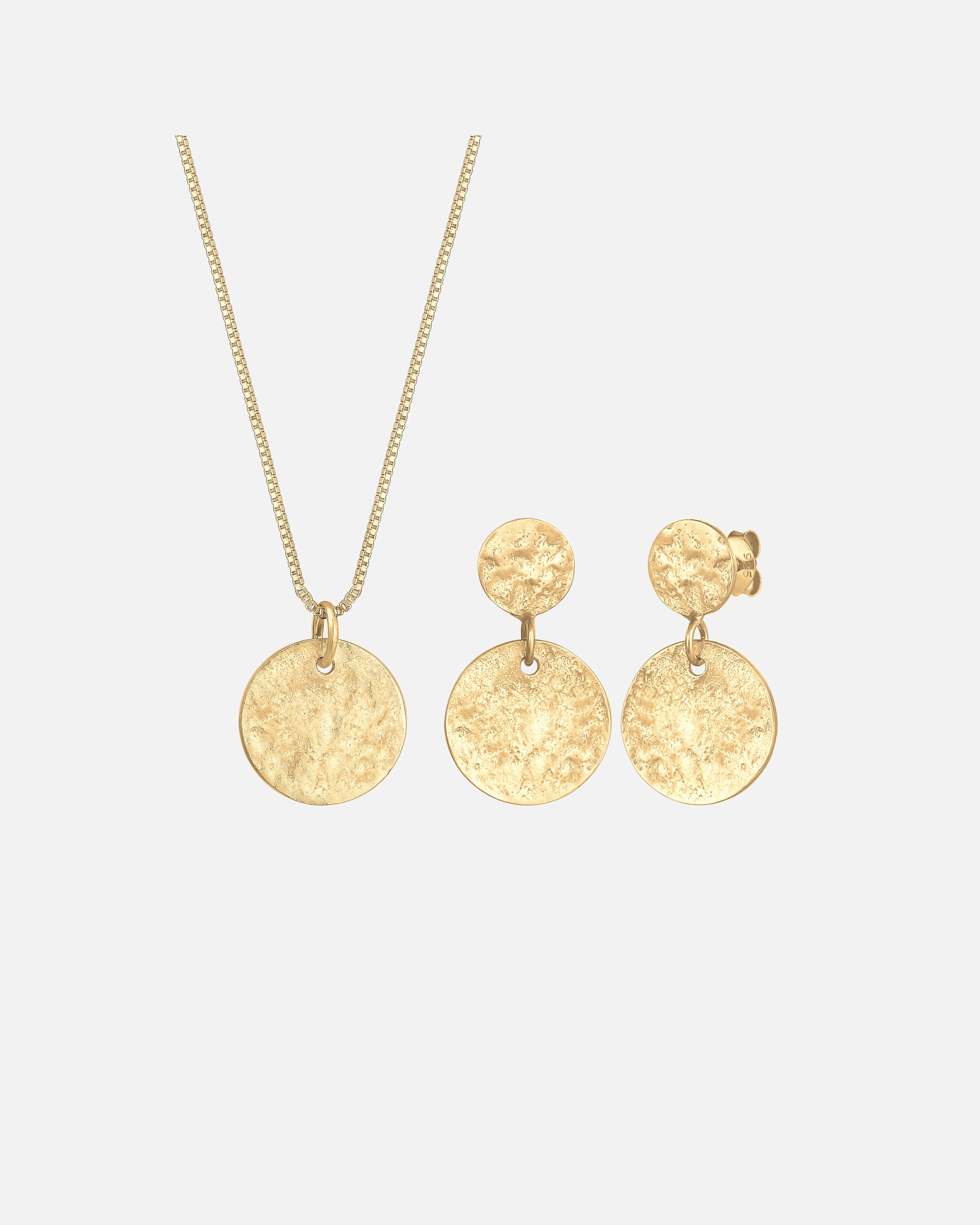 Schmuck für Weiblich Elli Elli Schmuckset Kette Ohrhänger Plättchen Vintage Coin 925 Silber golfarben