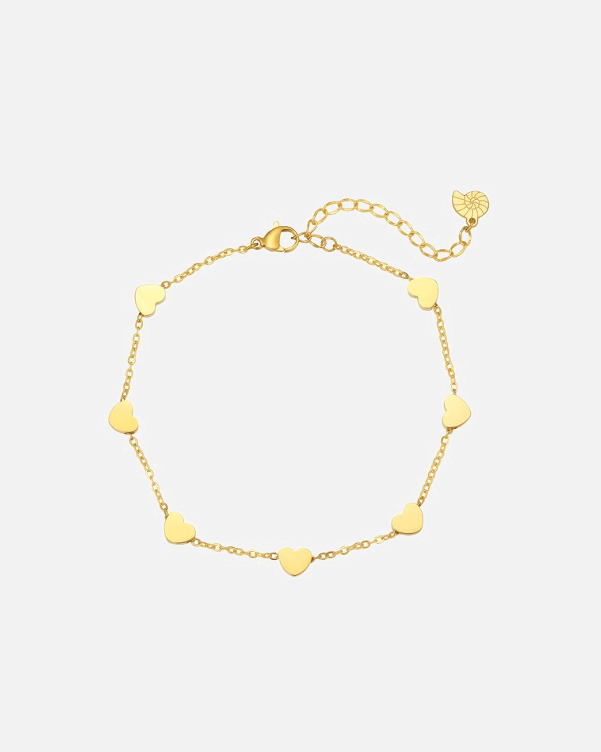Fußschmuck für Weiblich Hey Happiness Default Brand Line Multi-Herzen Fußkette, aus Edelstahl Gold