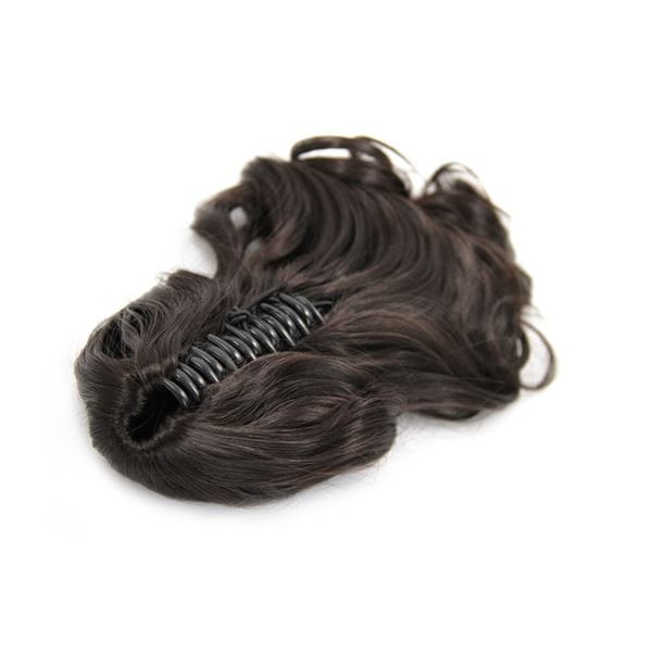 Fashiongirl Pferdeschwanz Haar Extensions m/ Spange #2 Dunkelbraun - Gelockt Schwarz