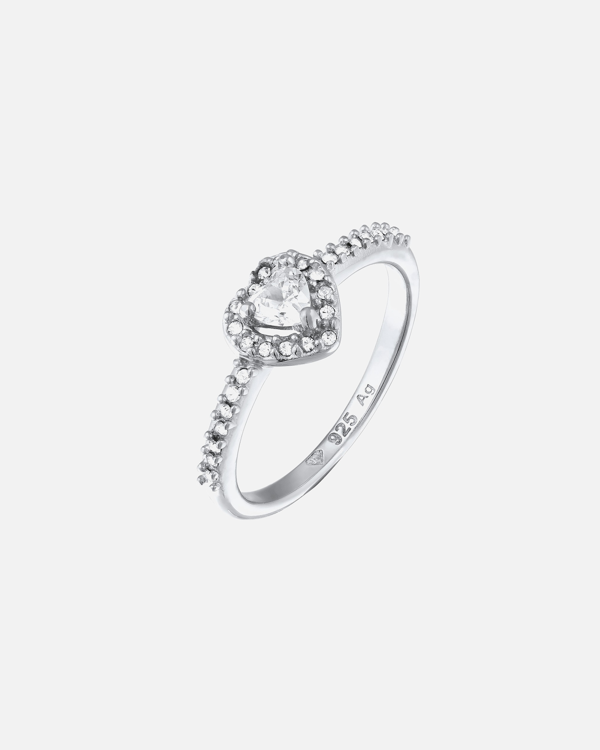 Ring für Weiblich Elli Herz Zirkonia Weiß 925 Sterling Silber 56