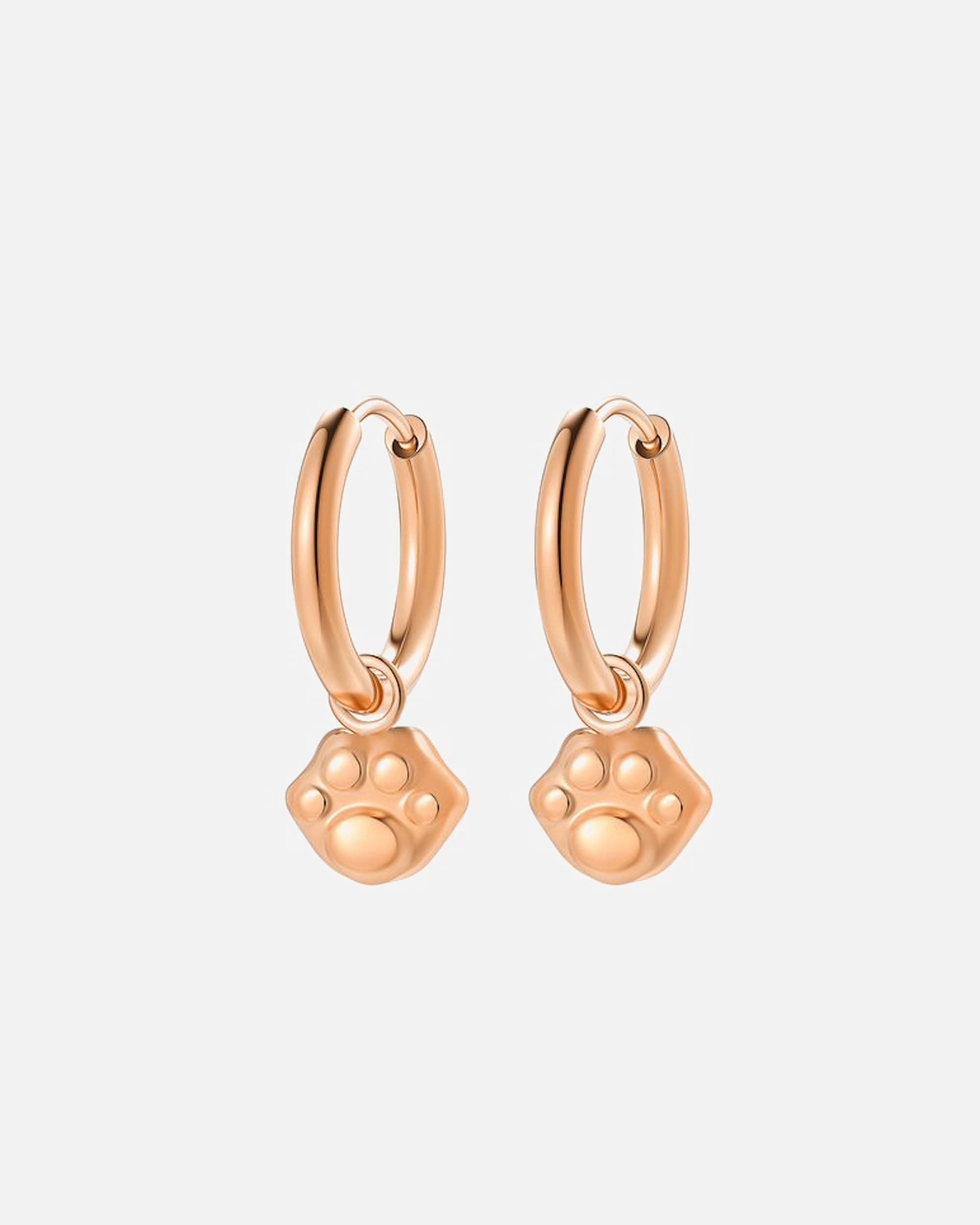 Ohrringe für Weiblich Hey Happiness Default Brand Line Pfoten Creolen – Charm Ohrringe – Edelstahl, wasserfest Rosegold