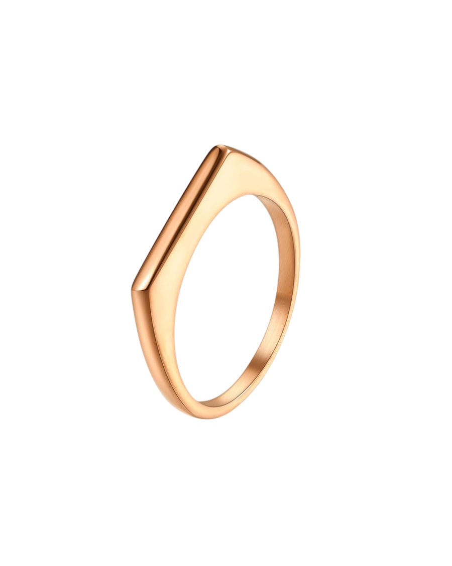 Hey Happiness Arc Signet Ring – Edelstahlring mit 18 K Roségoldvergoldung 54 Damen