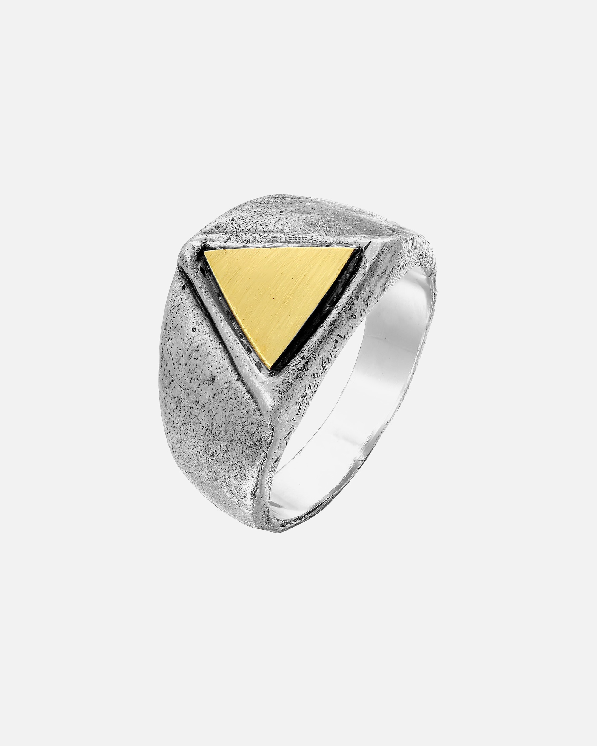 Ring für Männlich Haze & Glory Default Brand Line Siegelring Dreieck Messing Mix - Triangle 925 Silber 60