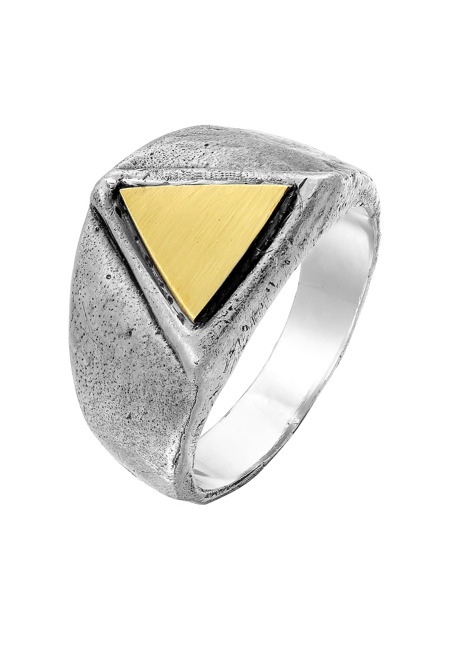 Haze & Glory Siegelring Dreieck Messing Mix - Triangle 925 Silber 60 Herren