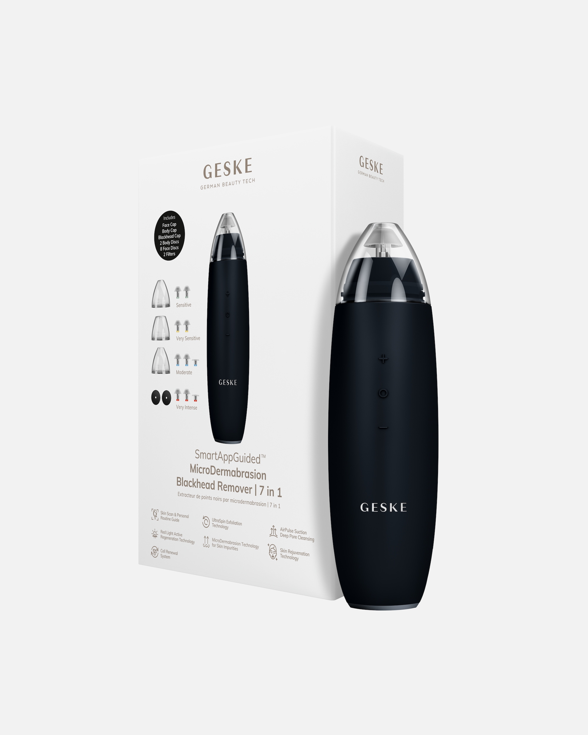 Multifunktionsgerät für Unisex GESKE SmartAppGuided™ MicroDermabrasion Blackhead Remover | 7 in 1 Black