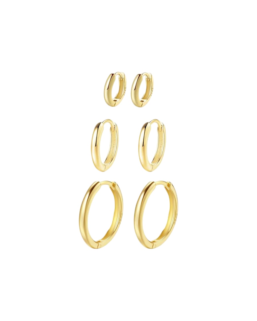 Hey Happiness 3er Creolen-Set aus 925er Silber Gold Hellbraun Damen