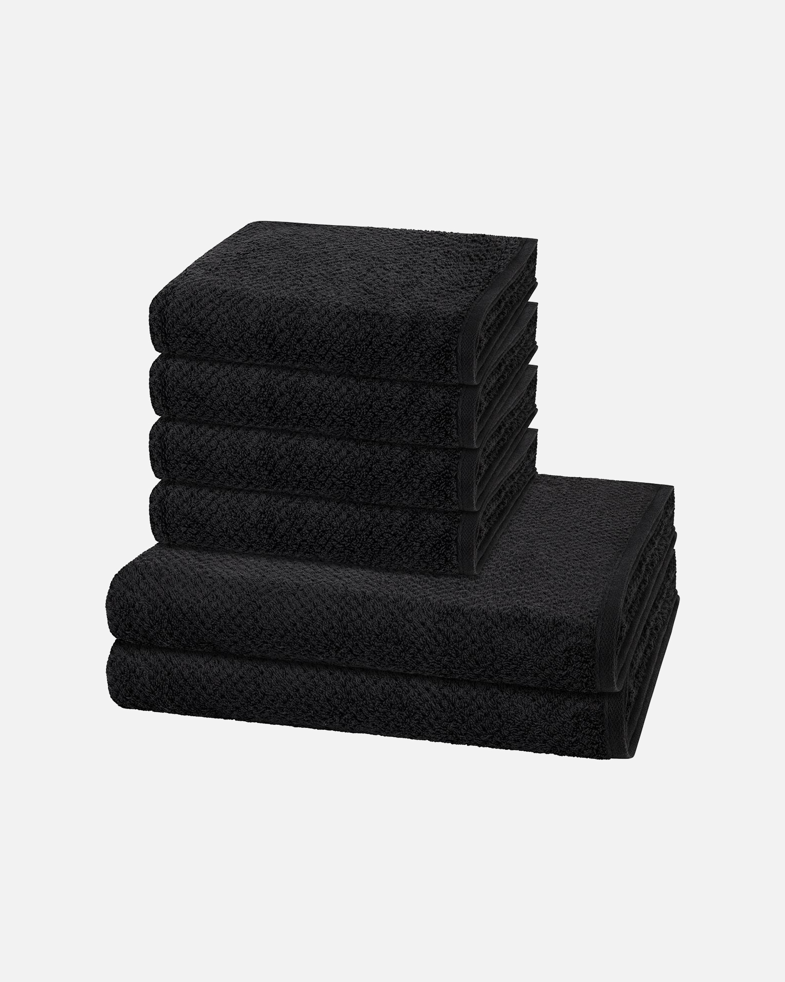 Handtuch für Unisex Cawö Handtuch-Set Pure (6-teilig) Basalt