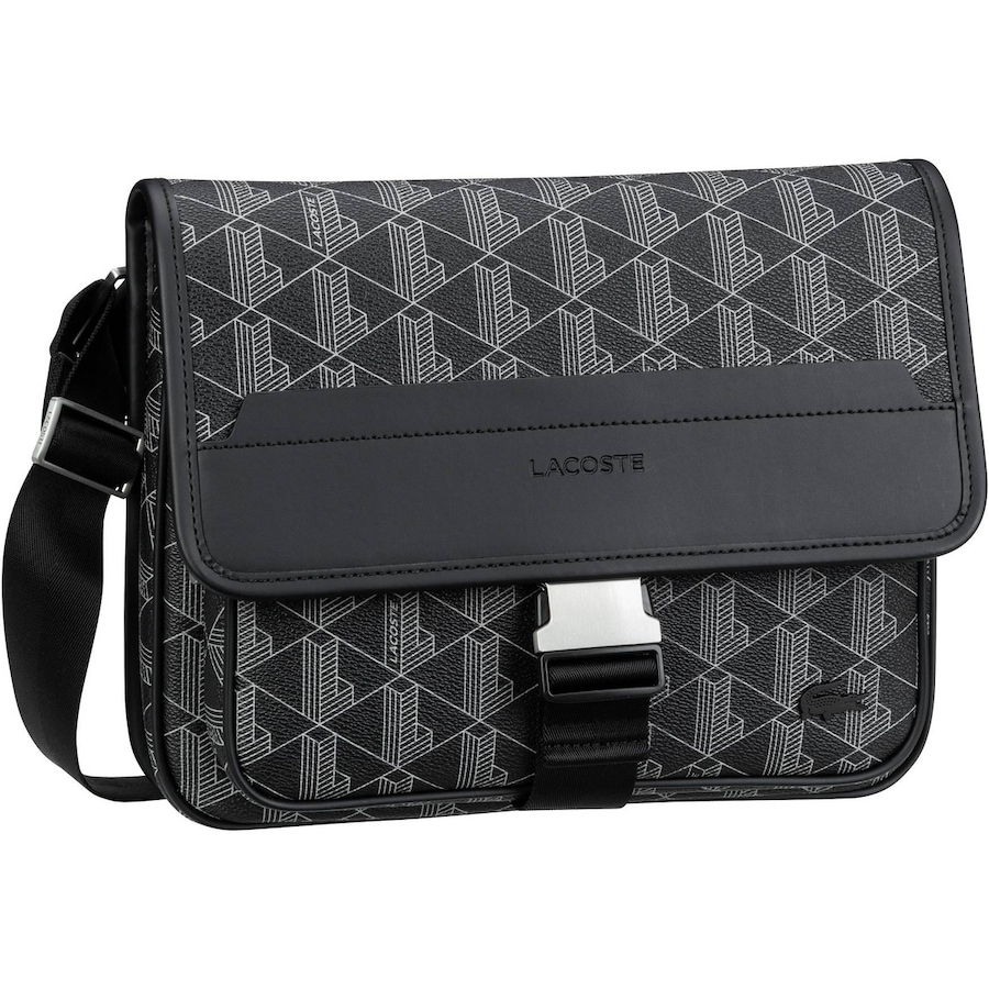 Lacoste Umhängetasche The Blend L Messenger Bag Monogramm Noir Gris Schwarz Herren