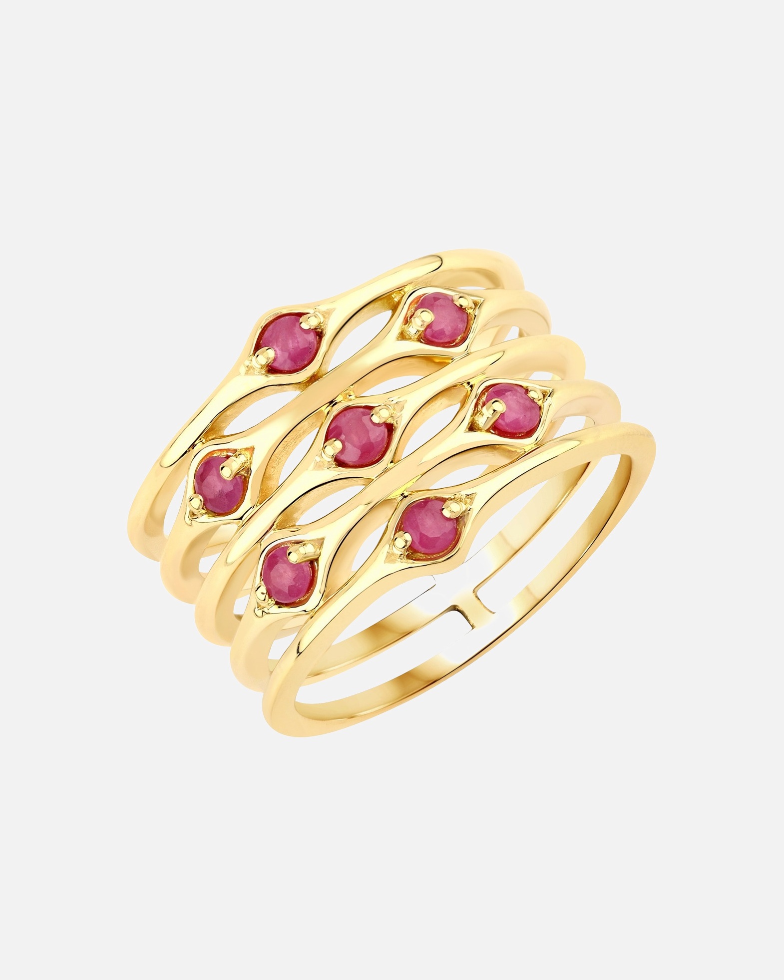 Ring für Weiblich Rafaela Donata Ring Sterling Silber Rubin in Gelbgold 60