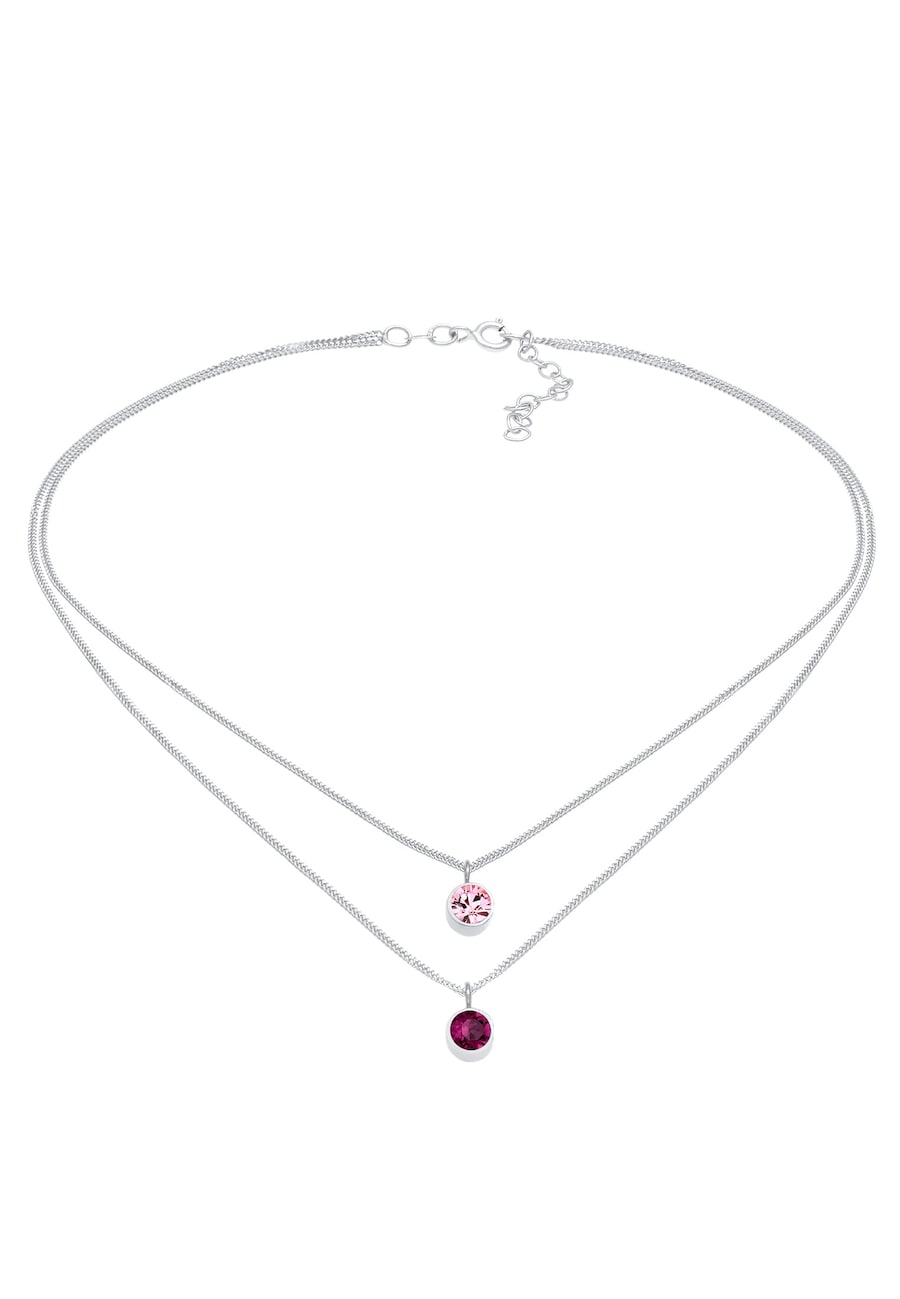 Elli Choker Layer Rund 925 Silber, mit Kristallen von Swarovski Pink Damen