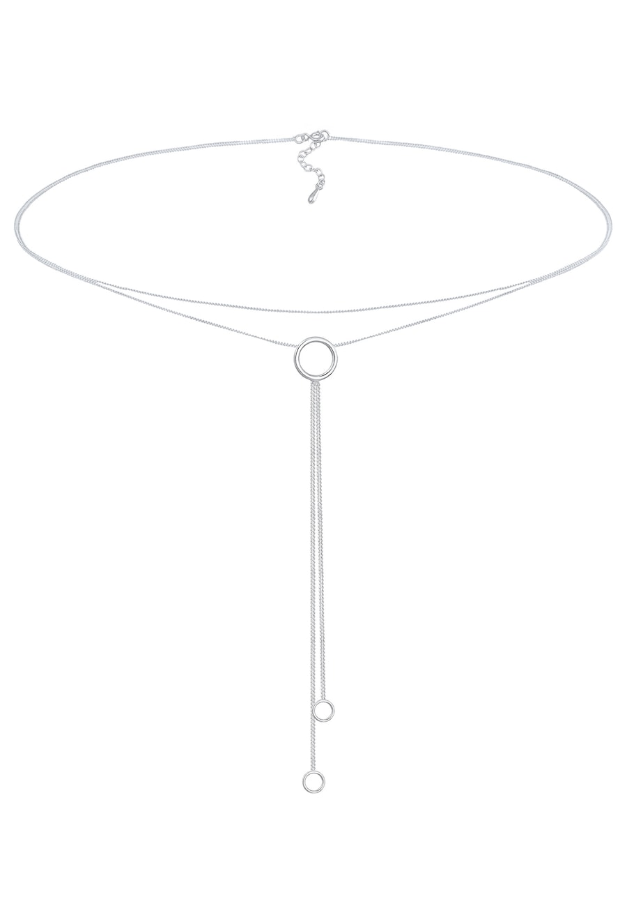 Elli Choker Y-Kette Layer Look Kreis Geo 925er Silber 38 Damen