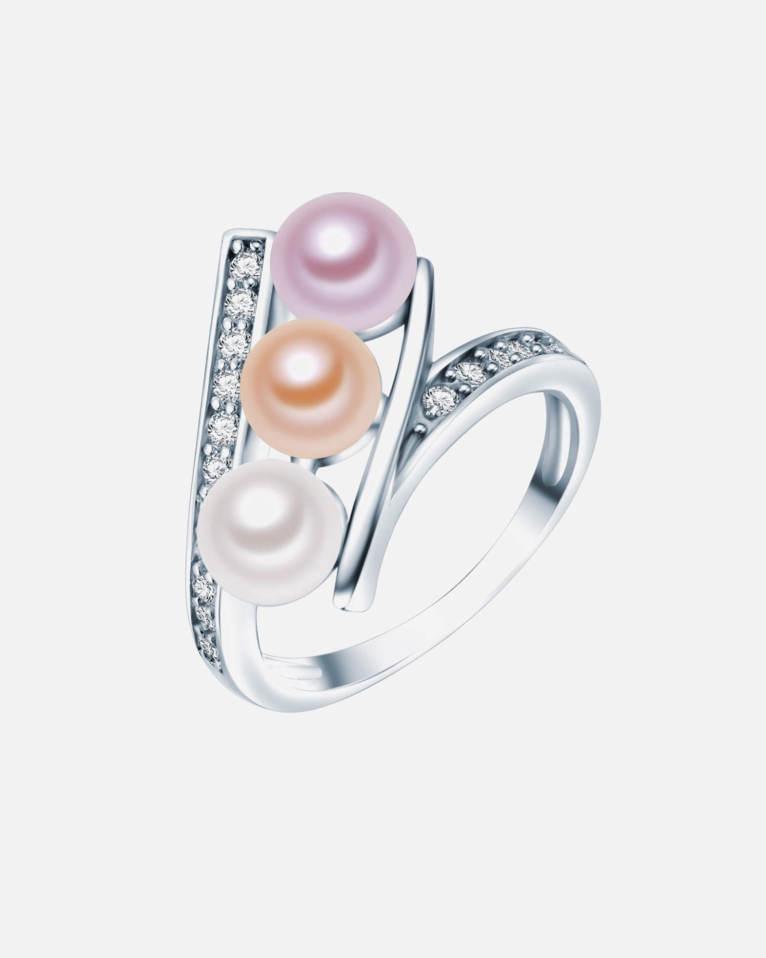 Ring für Weiblich Valero Pearls Ohrstecker Sterling Silber Zirkonia Süßwasser-Zuchtperle in Silber 50