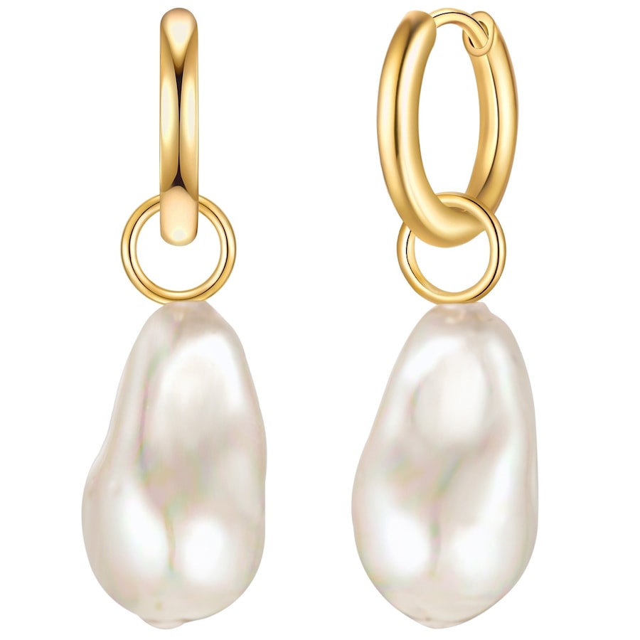 Yokoamii Creolen Metall Muschelkernperle in Gelbgold 40,8 mm Damen