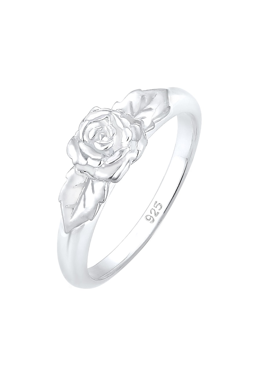 Elli Bandring Rose Blume Vintage Look Trend 925 Silber 56 Damen