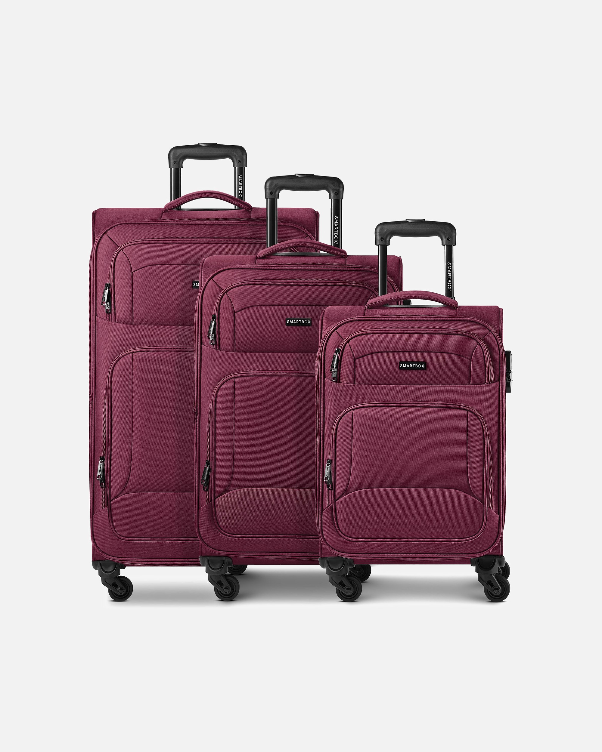 Koffer für Männlich Smartbox Default Brand Line Edition 04 4 Rollen Kofferset 3-teilig mit Dehnfalte burgundy