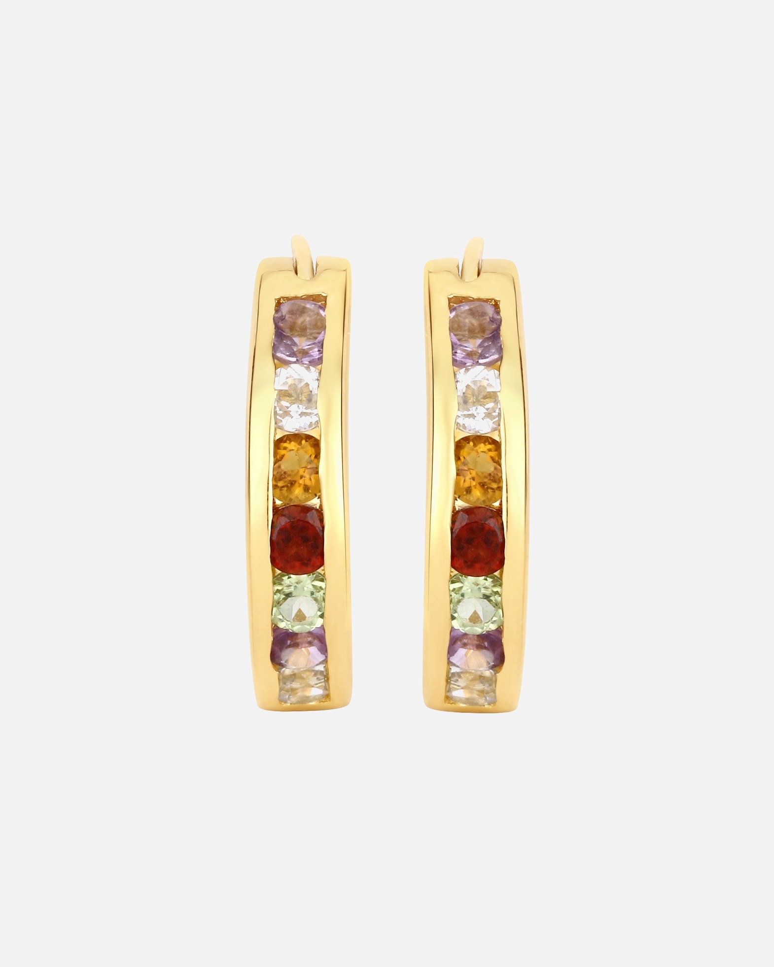 Creolen für Weiblich Rafaela Donata Ohrringe Sterling Silber Granat in Gelbgold Multicolored