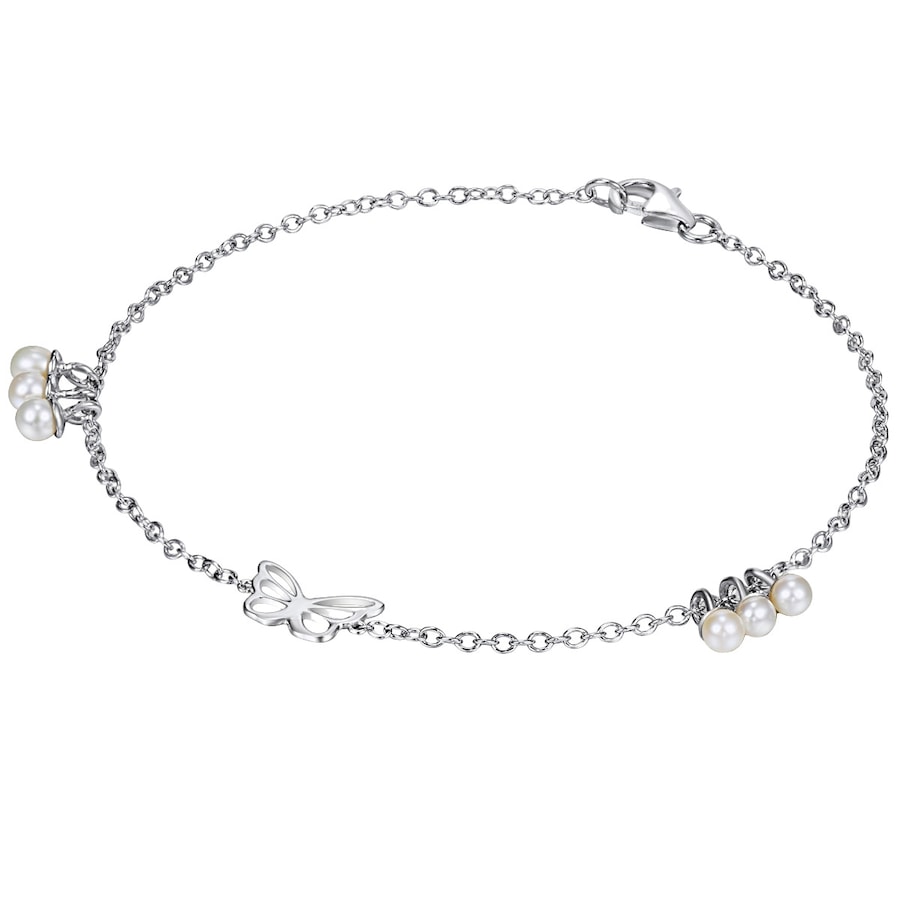 Lulu & Jane Perlen-Armband Schmetterling aus Sterling Silber in mitSüßwasser-Zuchtperle 21 cm Damen