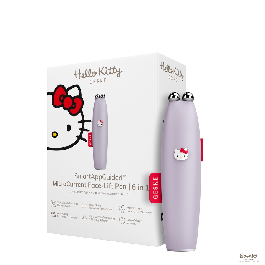 GESKE SmartAppGuided MicroCurrent Face-Lift Pen | 6 in 1 Hello Kitty Purple