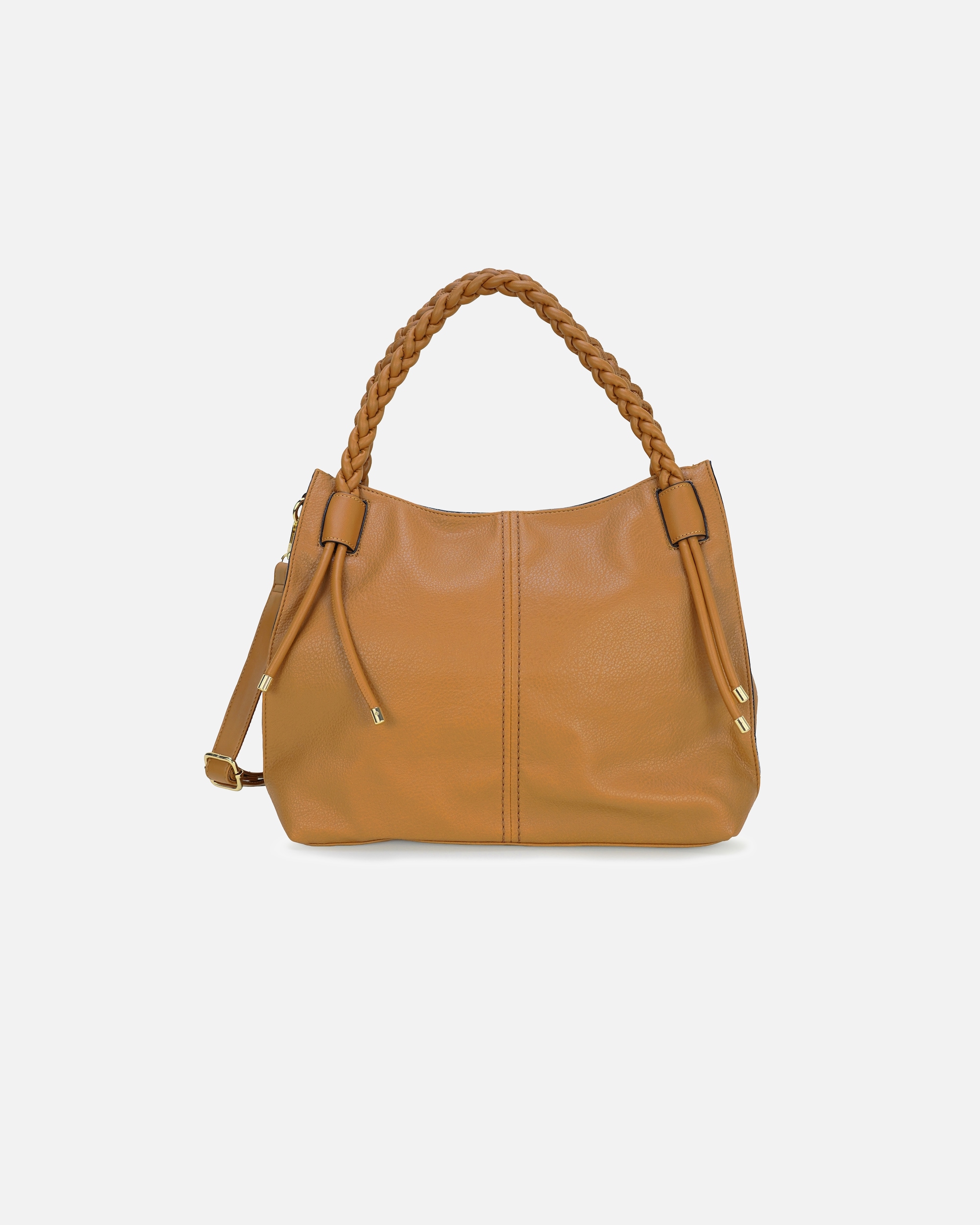 Umhängetasche für Unisex HARPA Schultertasche MARQUIS mit geflochtenen Doppelgriffen braun