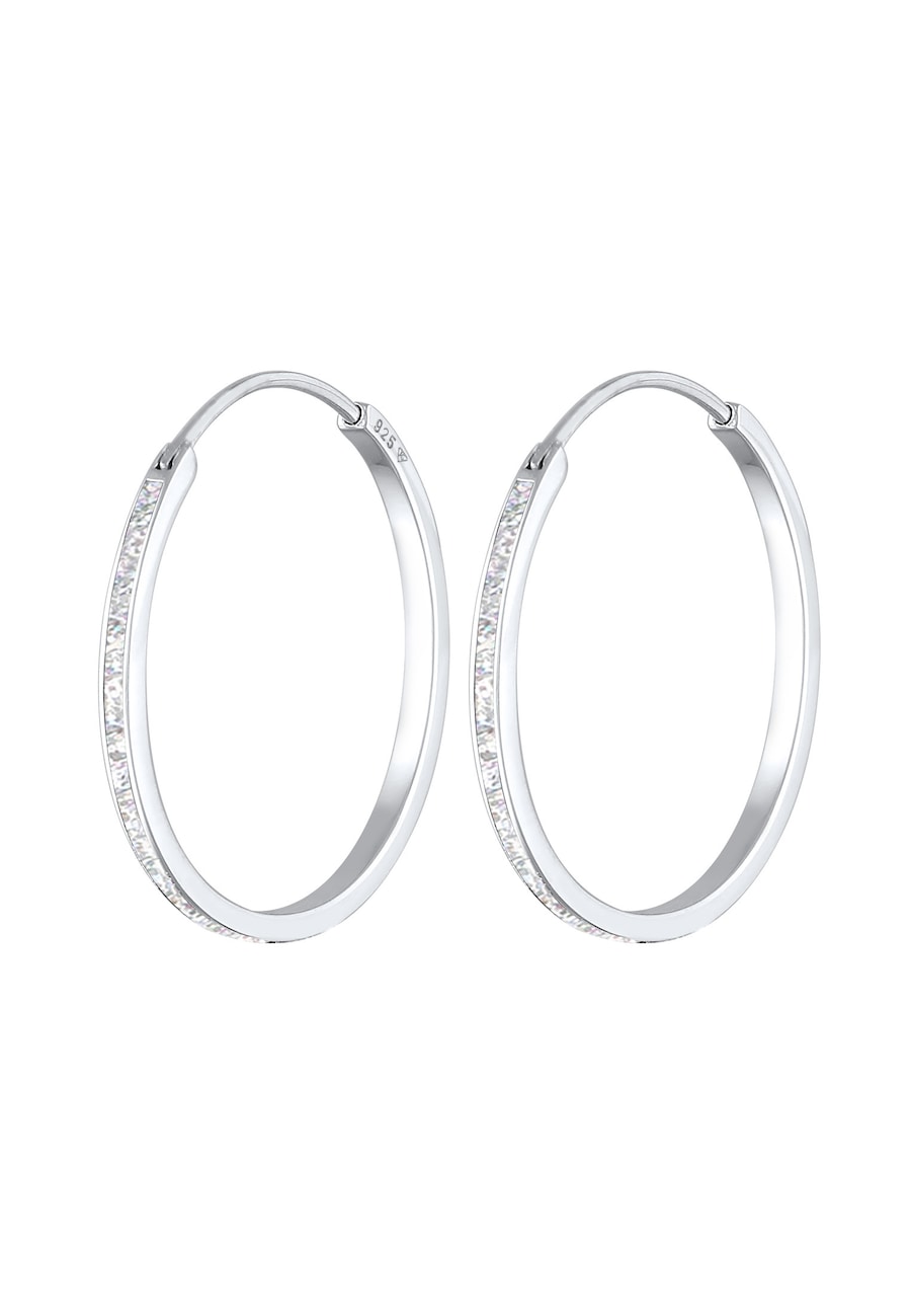 Elli Creolen Klassisch Emaille 925 Sterling Silber silberfarben Damen