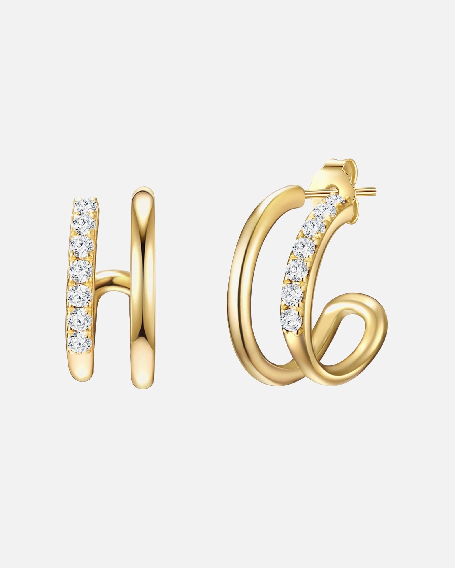 Creolen für Weiblich Glanzstücke München Creolen Sterling Silber Zirkonia in Gelbgold 13,9 mm