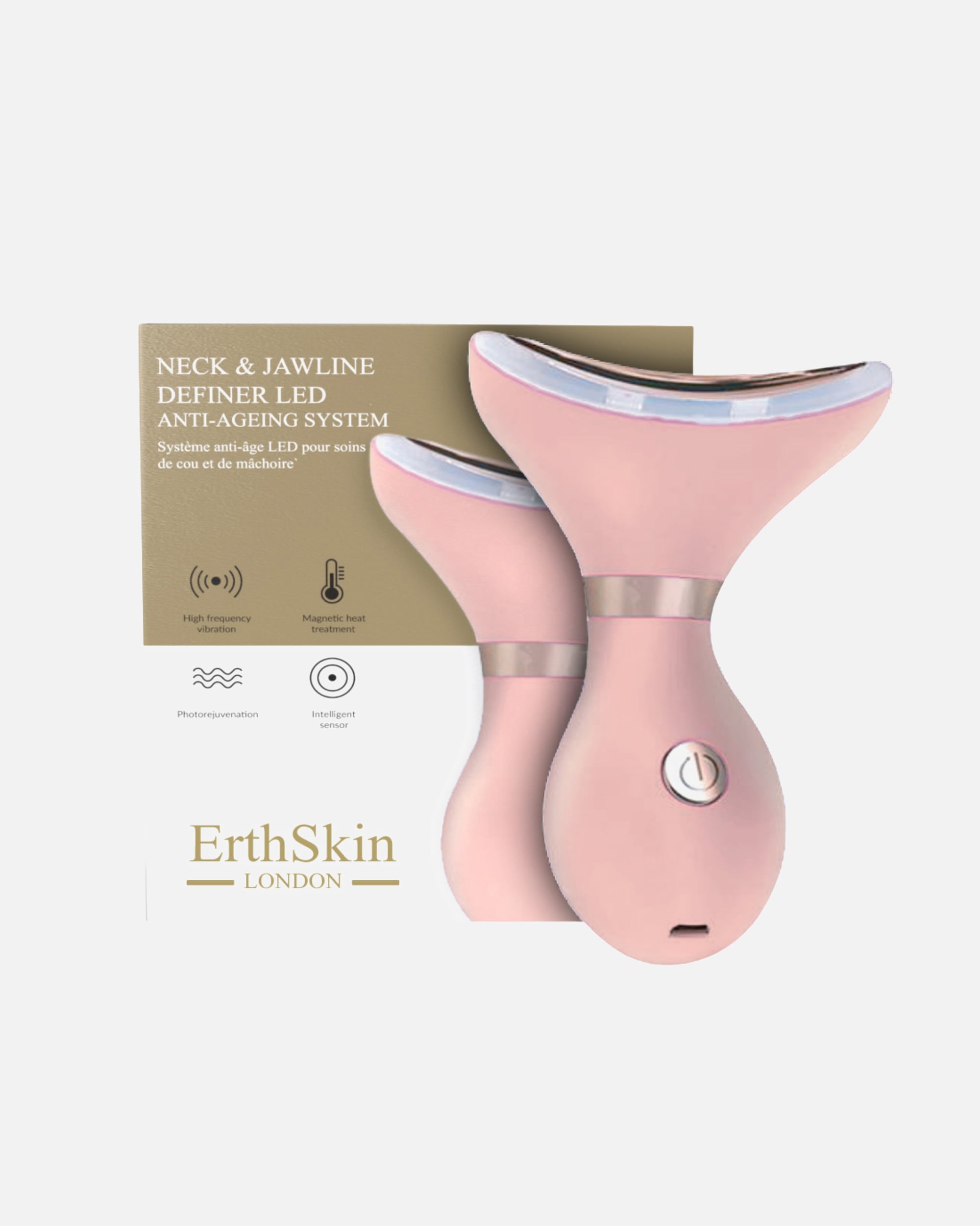 Elektrisches Gesichtsmassagegerät für Weiblich ErthSkin London LED Anti-Aging Hals- & Kiefer-Sculptor – Pink 1 Stück Stück