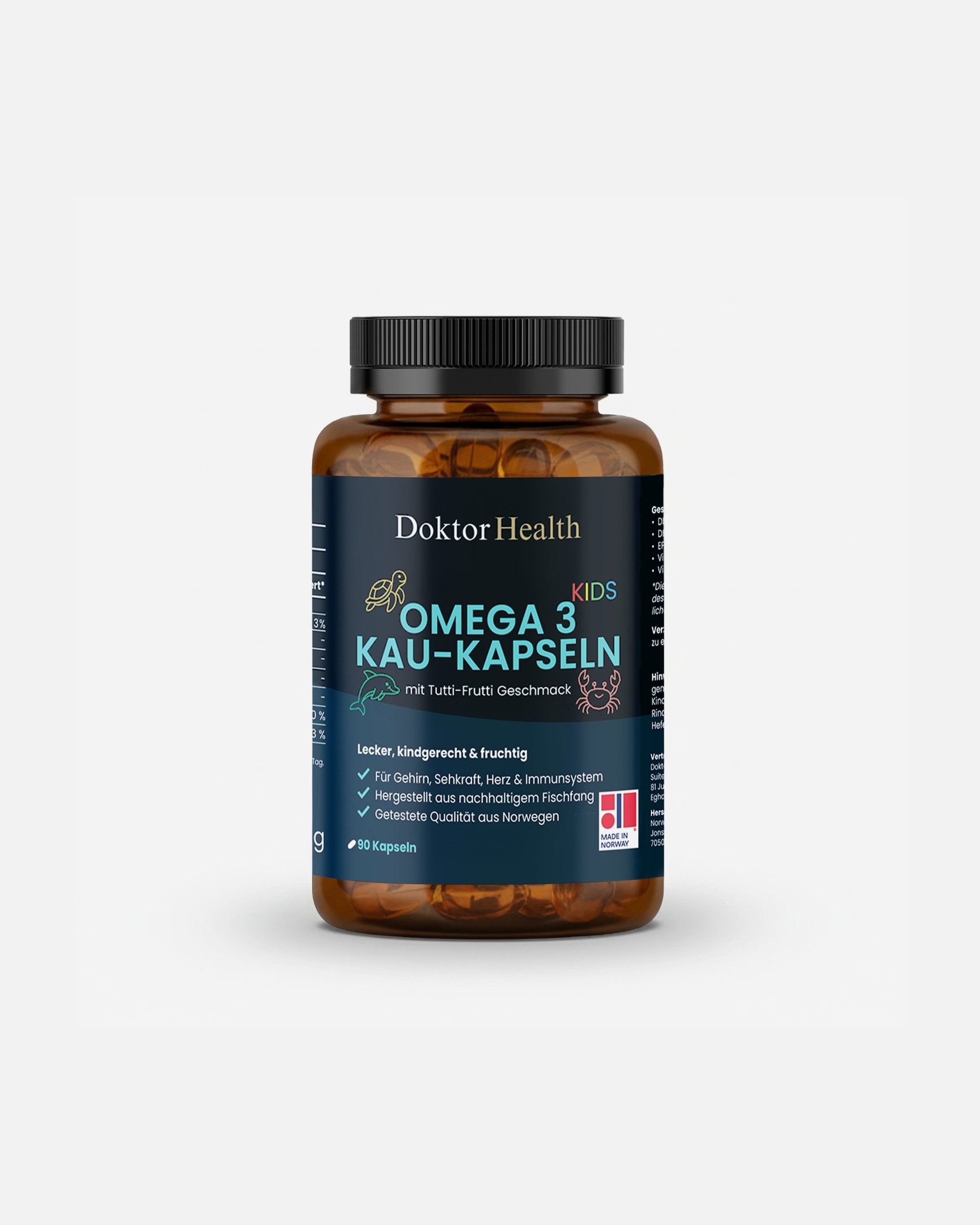 Nahrungsergänzungsmittel für Unisex Doktor Health Default Brand Line Omega 3 Kau-Kapseln für Kinder - mit DHA & Vitamin D3 90 Kapseln