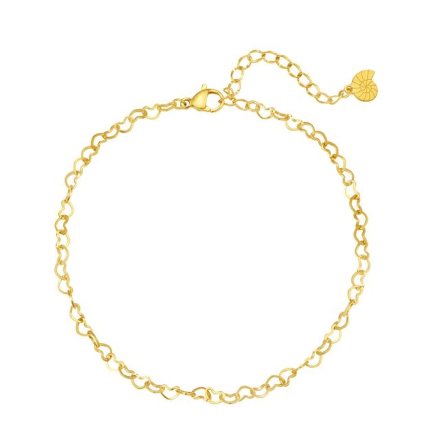 Hey Happiness Zarte Herz-Ketten-Fußkette, aus Edelstahl Gold Damen