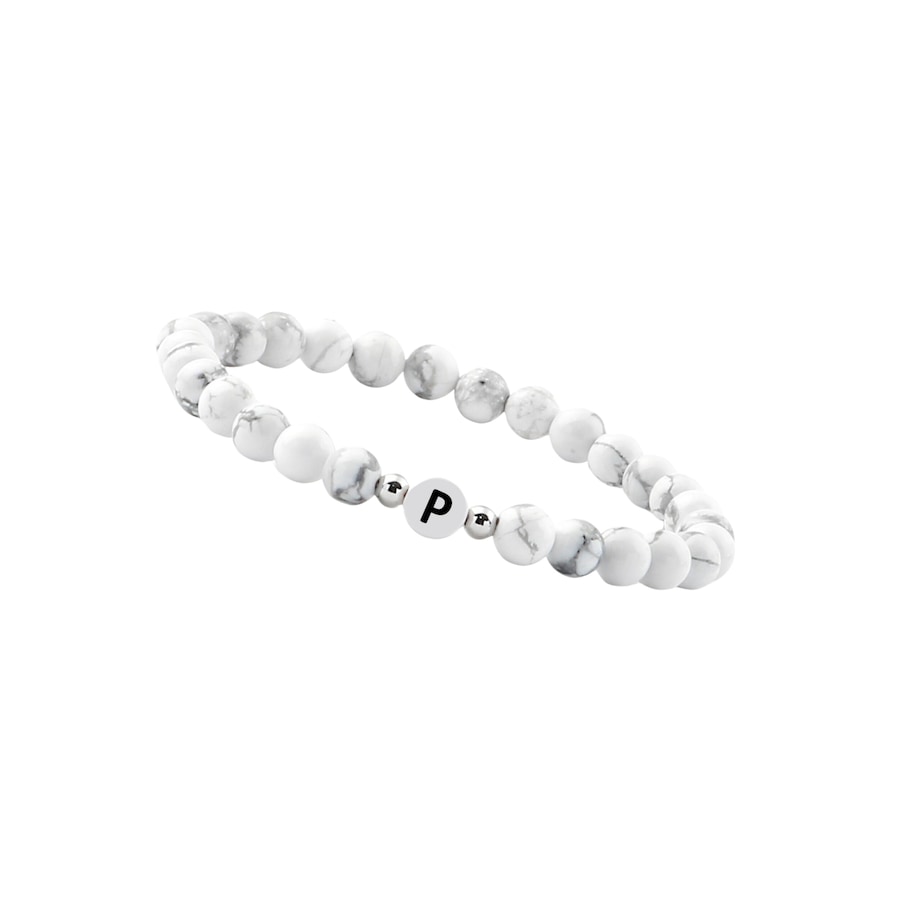 GOOD.designs Perlenarmband aus Howlith-Steinen mit dem Buchstaben P Onesize Damen