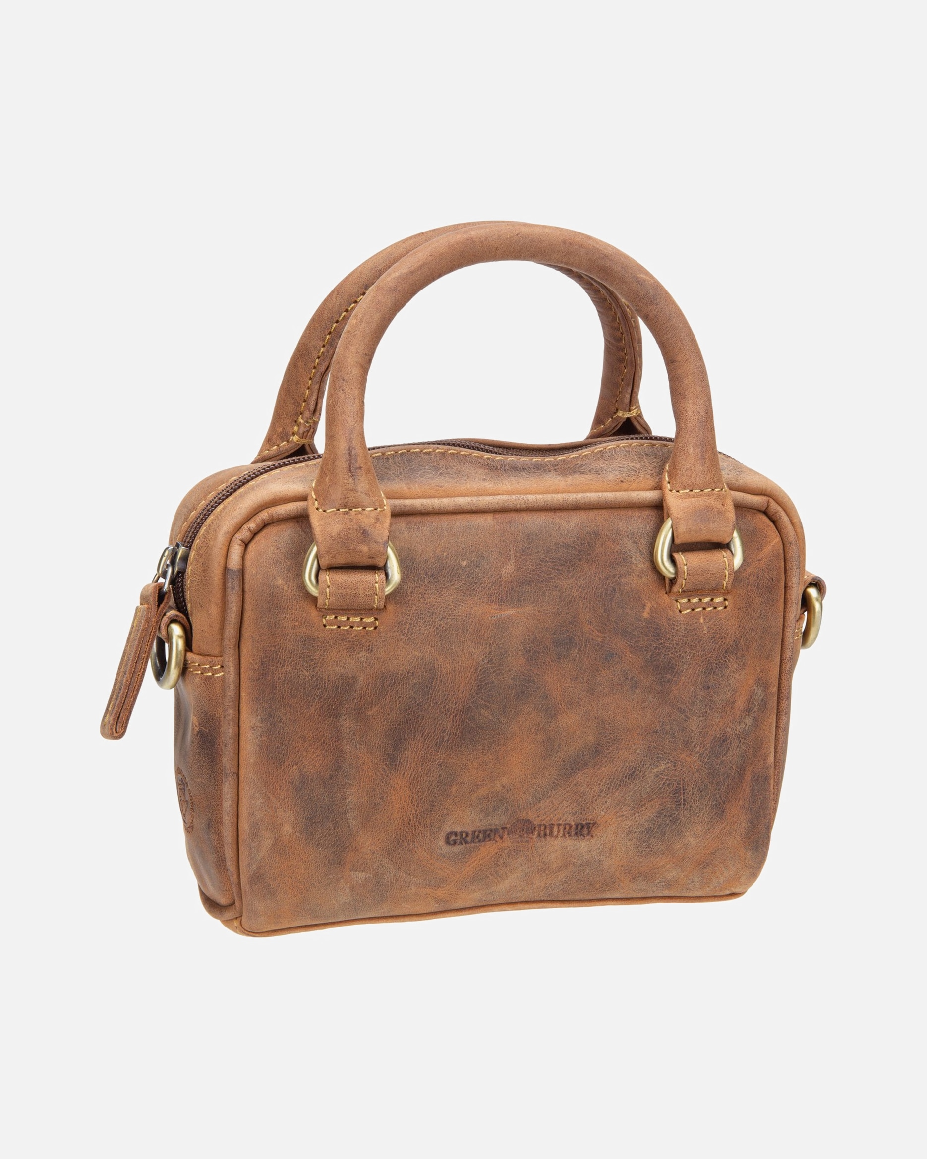 Umhängetasche für Unisex Greenburry Umhängetasche Vintage Umhängetasche Mini Sattelbraun