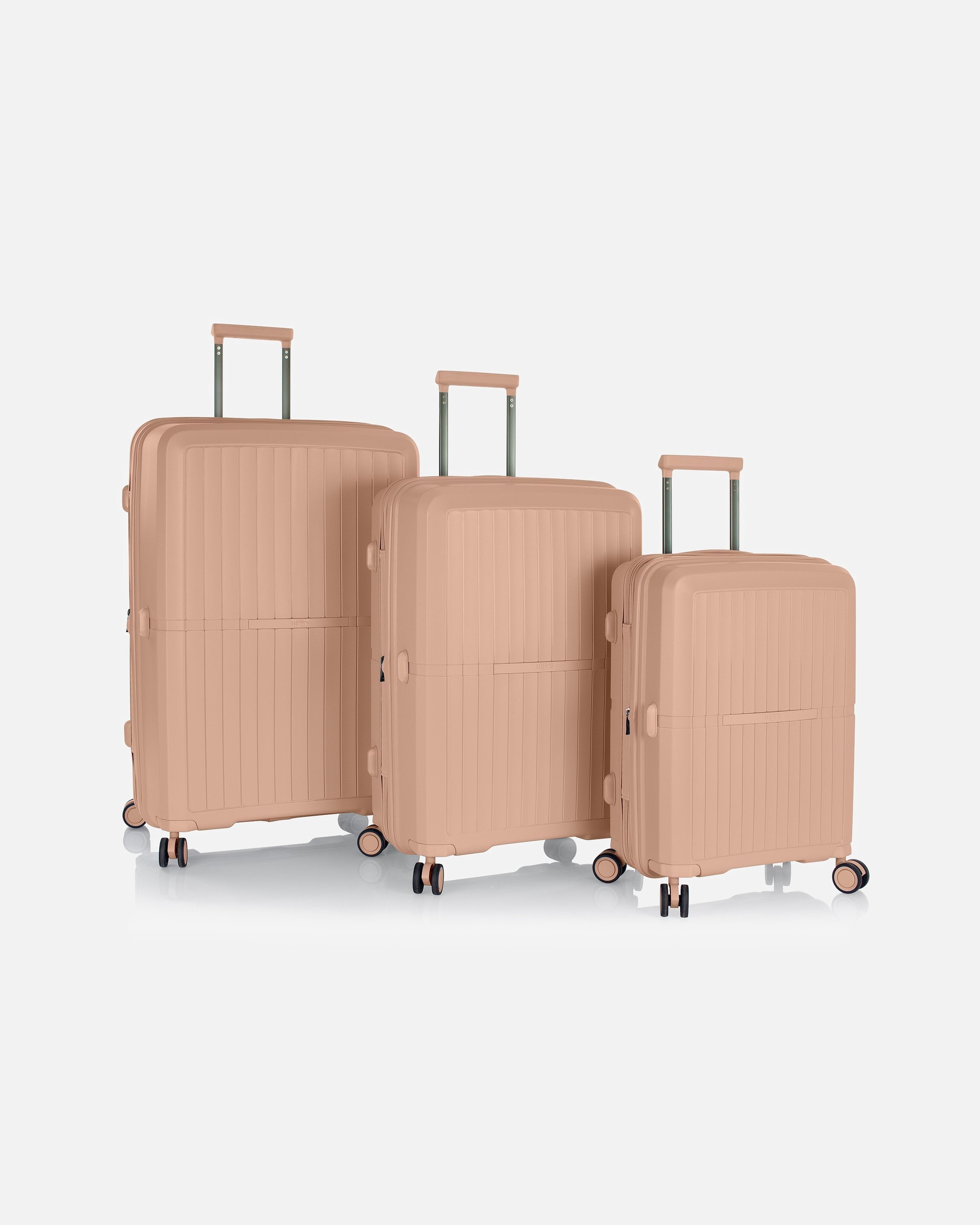Koffer für Männlich Heys AirLite 4 Rollen Kofferset 3-teilig mit Dehnfalte nude