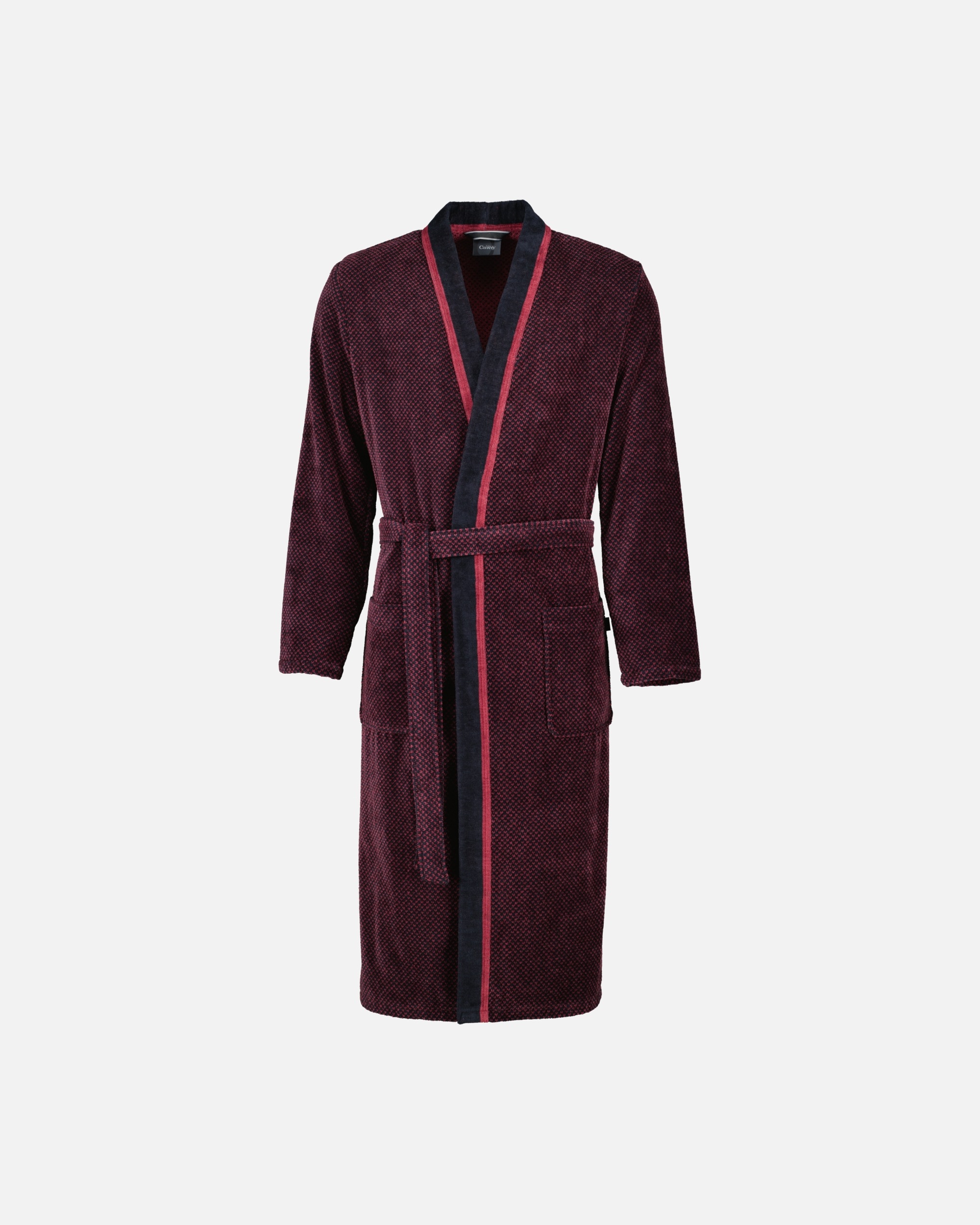 Bademantel für Männlich Cawö Cawö Bademäntel Herren Kimono 4839 rot-schwarz - 92 S