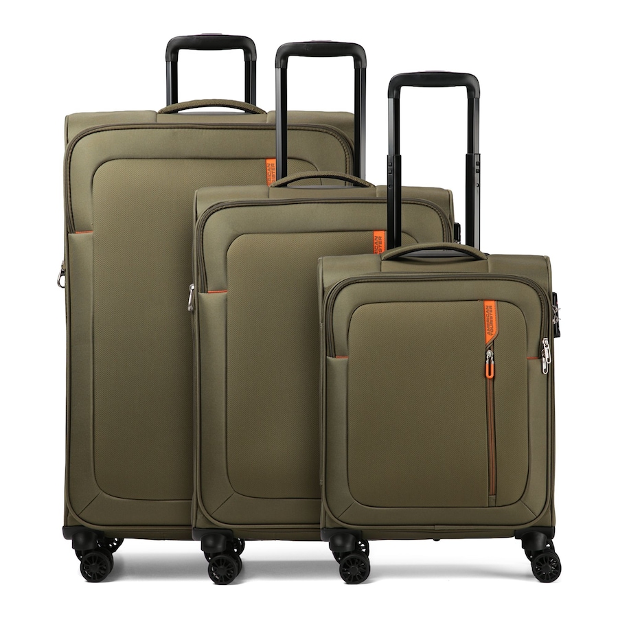 American Tourister Nitestream 4 Rollen Kofferset 3-teilig mit Dehnfalte olive-orange Grün Herren