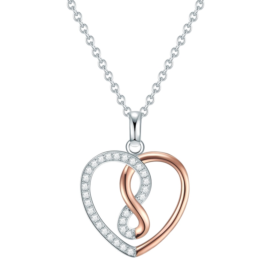 Rafaela Donata Halskette Herz Sterling Silber Zirkonia in Silber/Roségold 42,0 cm Basiskette + 7,0 Verlängerung Damen