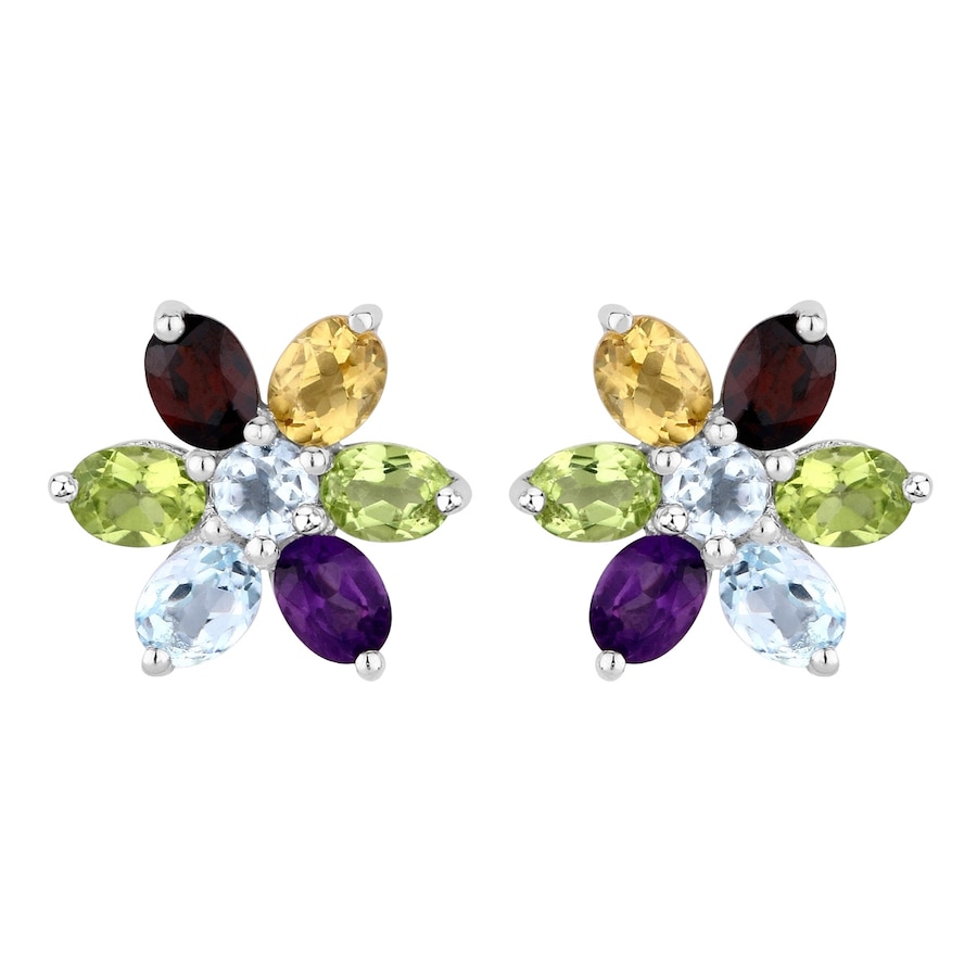 Rafaela Donata Ohrringe Blume Sterling Silber Blautopas in Multicolored Damen