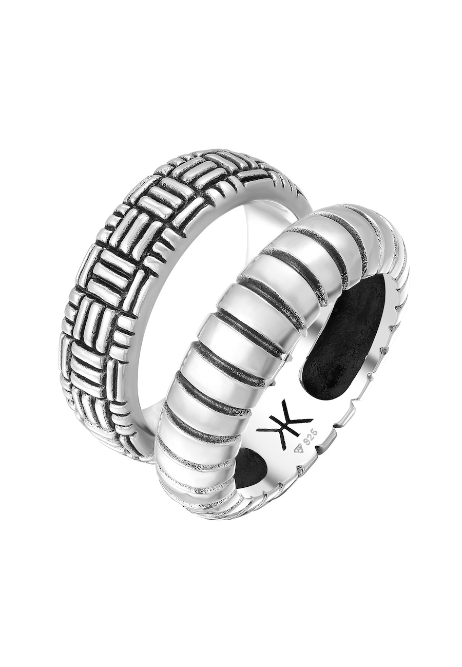 KUZZOI Set Bandring Vintage Oxidiert 925 Silber 64 Herren