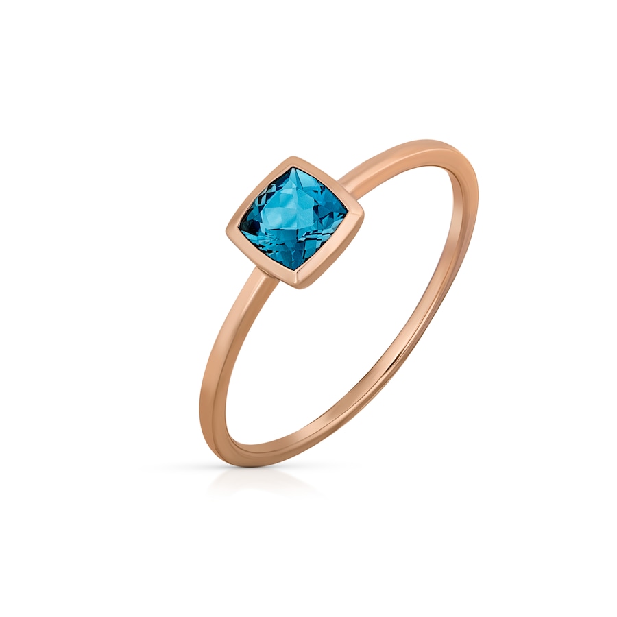 Orolino Ring 585/- Gold Blautopas beh. blau 052 (16,6) Damen