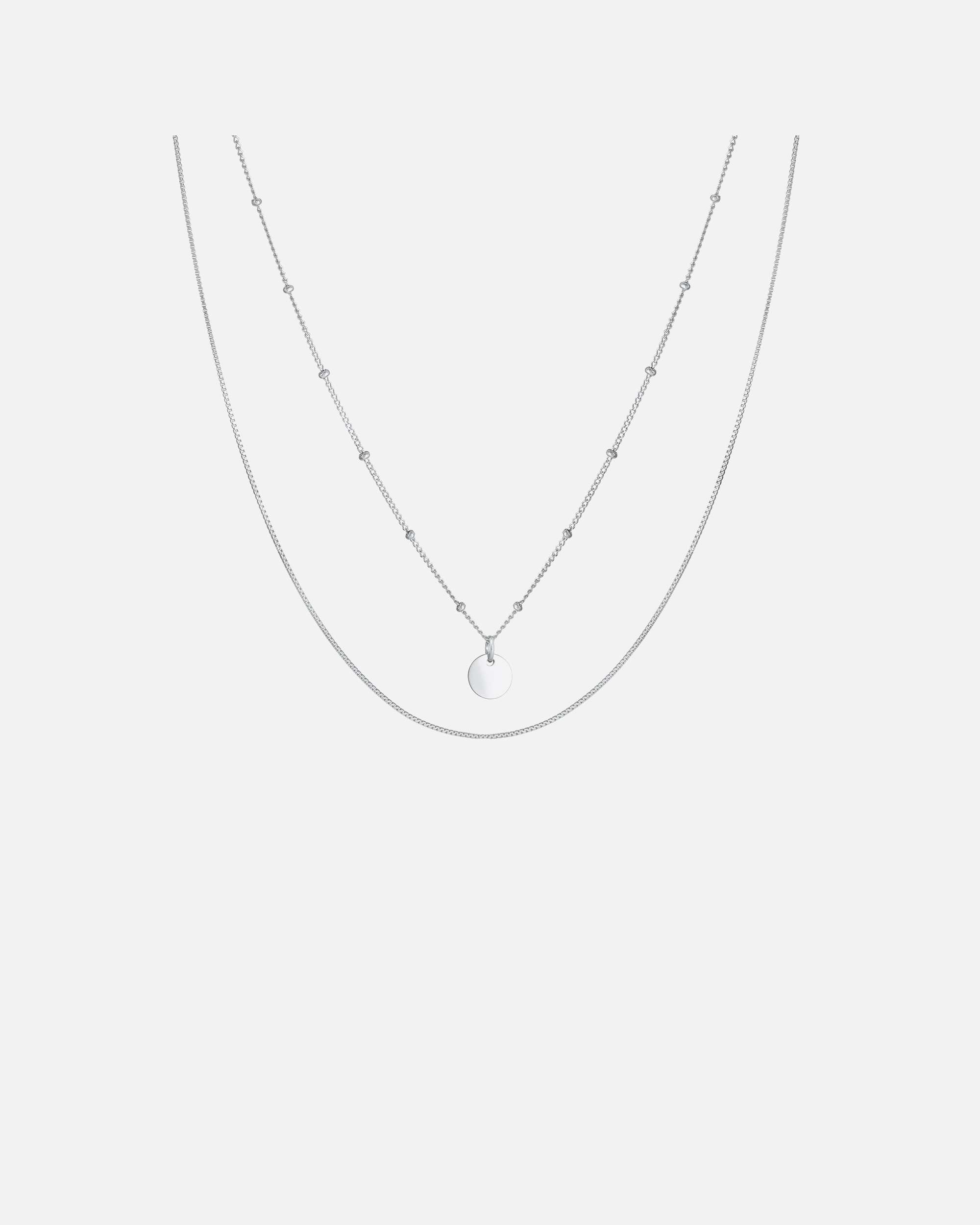Halskette für Weiblich Elli Layer Kugelkette Kreis Plättchen 925 Silber 40