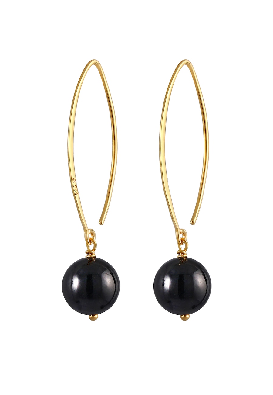 Nenalina Ohrhänger Onyx-Kugel 925 Silber goldfarben Damen