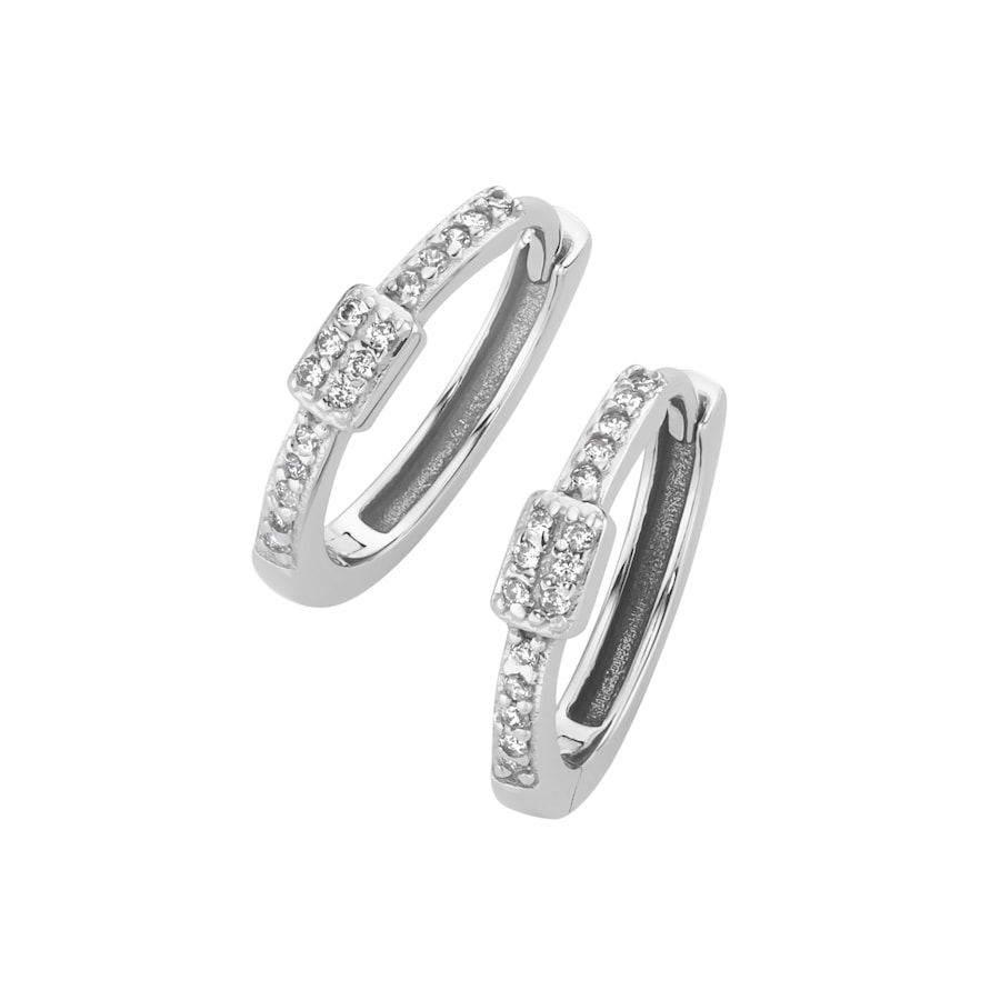 Luigi Merano Creolen mit Zirkonia, Gold 375 1,5 cm Silber