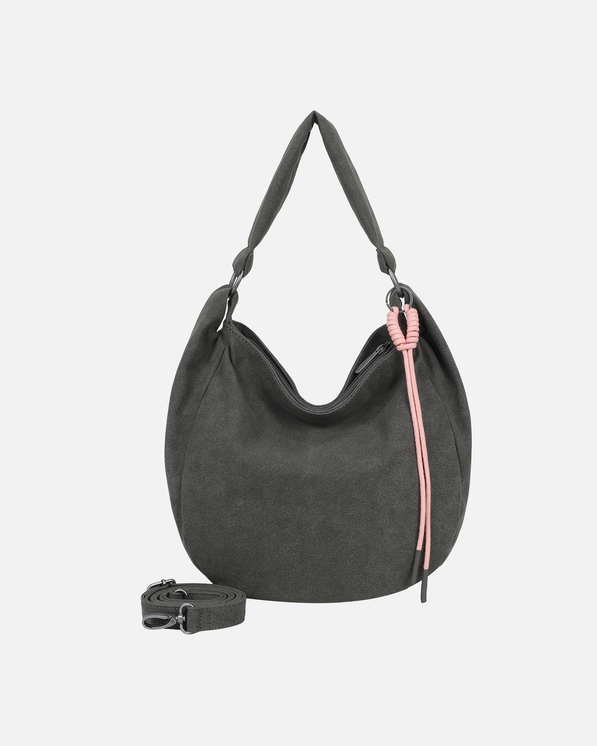 Umhängetasche für Weiblich Fritzi aus Preußen Schultertasche Sue01 Suede Jacky Soft Dark Olive mit verstellbarem Schultergurt grau