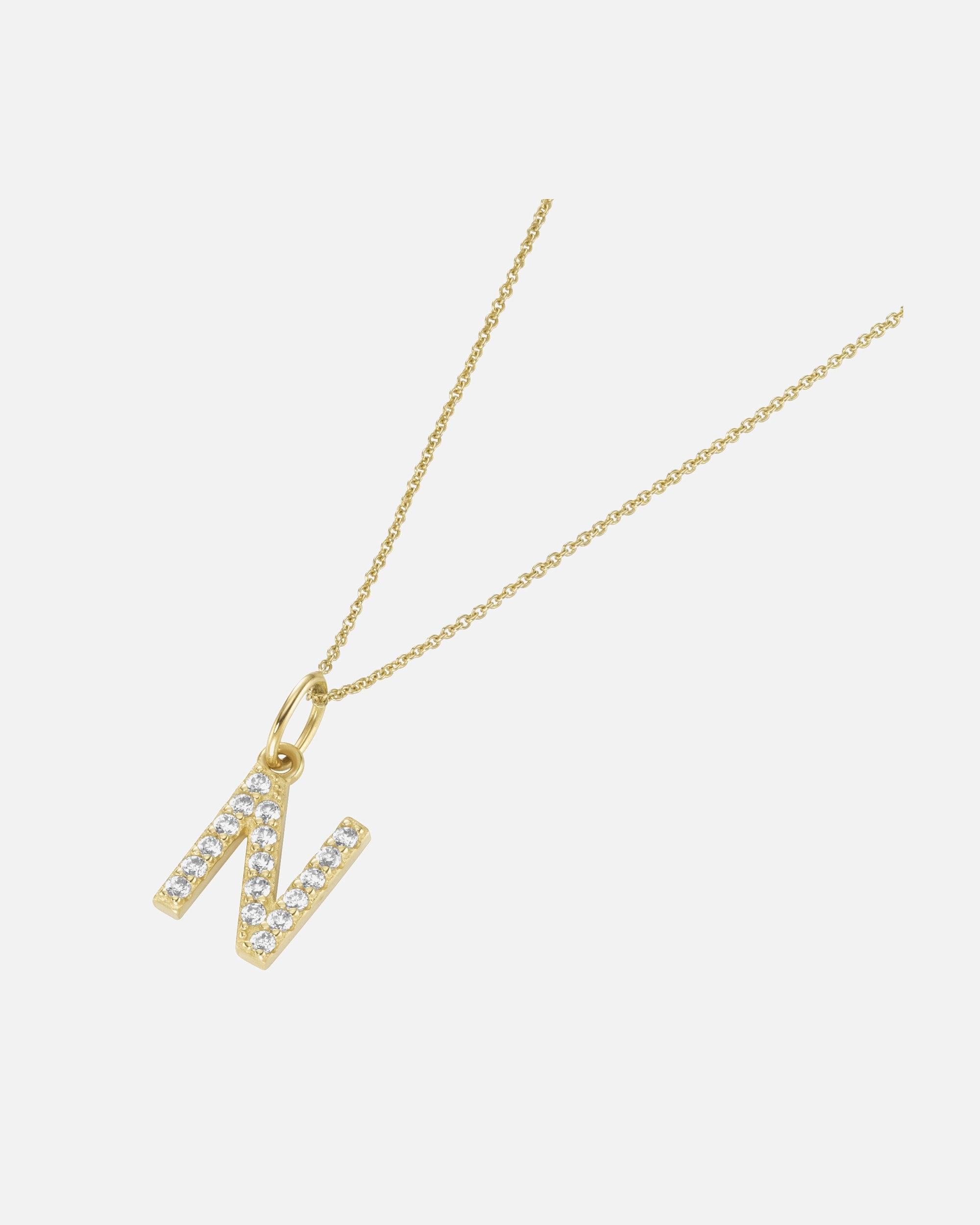 Halskette für Weiblich Luigi Merano Kette Anhänger Buchstabe N mit Zirkonia, Gold 375 45 cm