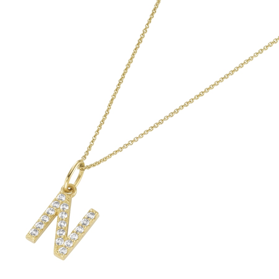 Luigi Merano Kette Anhänger Buchstabe N mit Zirkonia, Gold 375 45 cm Damen