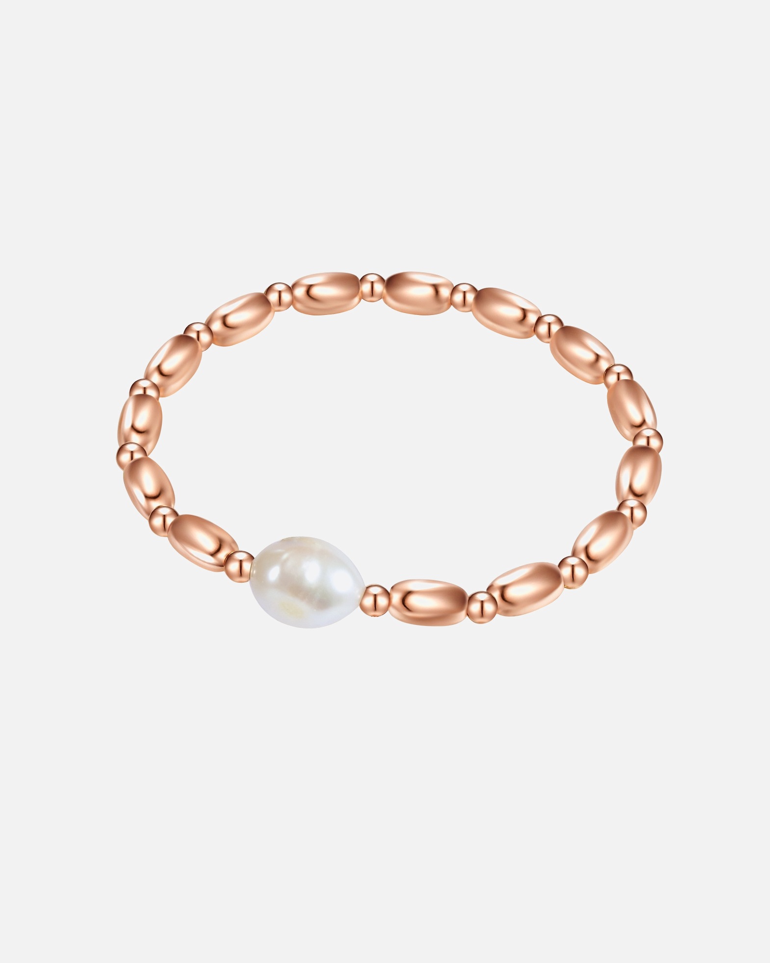Armband für Weiblich Lulu & Jane Perlen-Armband Messing Süßwasser-Zuchtperle in Roségold 19,0 cm