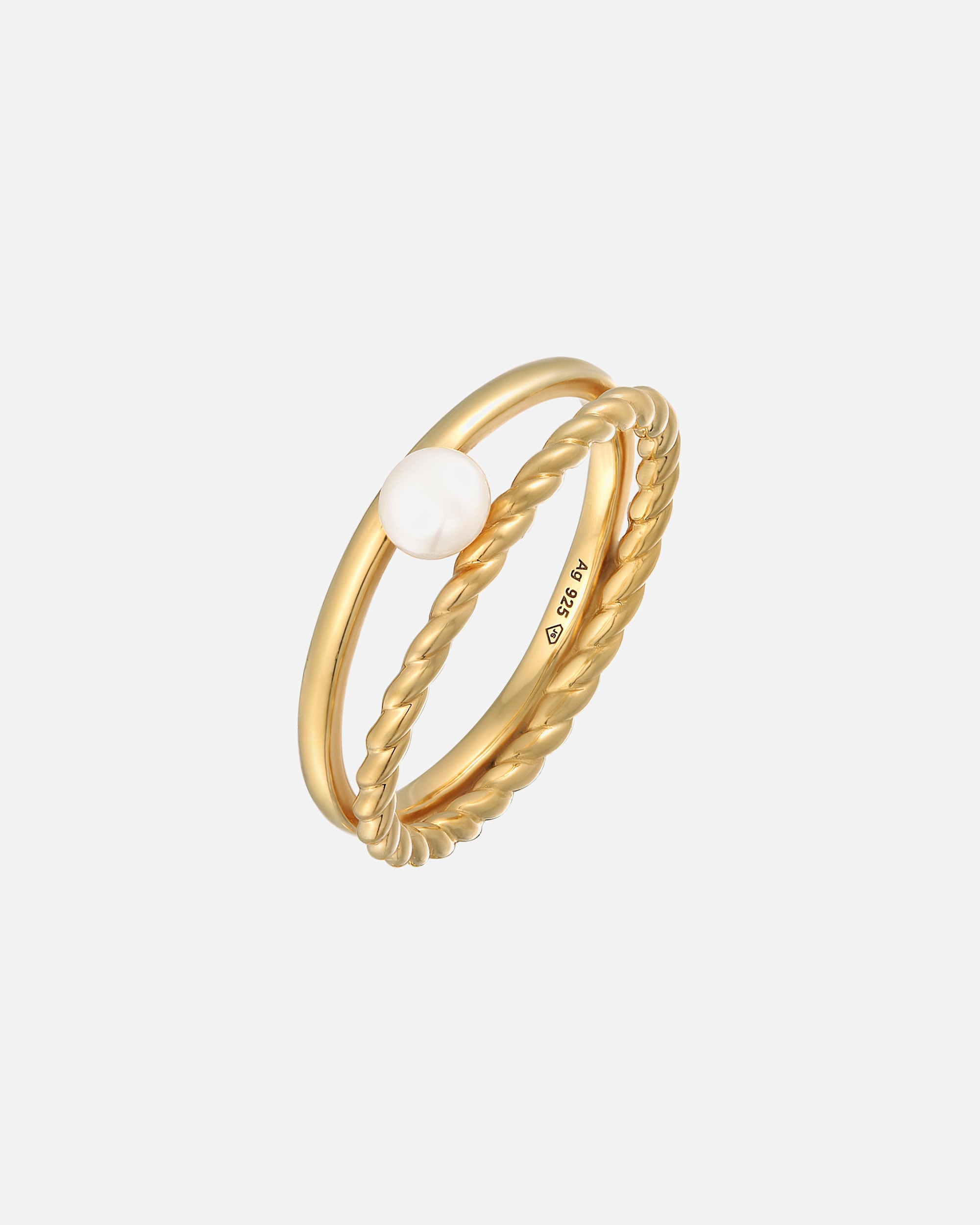 Ring für Weiblich Elli PREMIUM Süßwasserzuchtperle Modisch Kordel 925 Silber 54