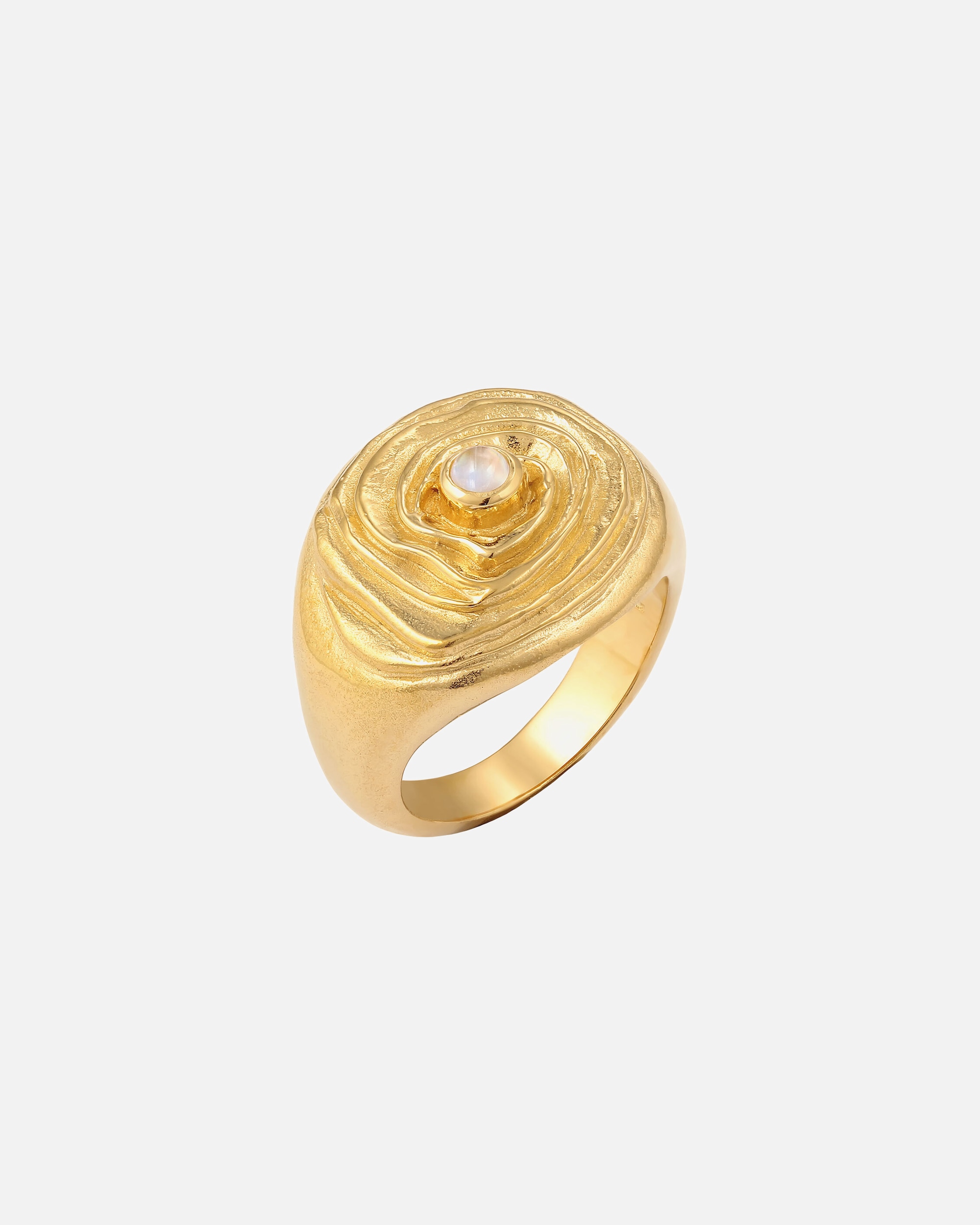 Ring für Weiblich Haze & Glory Default Brand Line Kreis Rund Mondstein Weiß 925 Sterling Silber 54