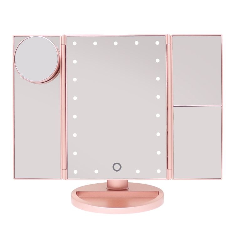 UNIQ Hollywood Trifold Kosmetikspiegel mit LED-Licht Rose Gold Damen