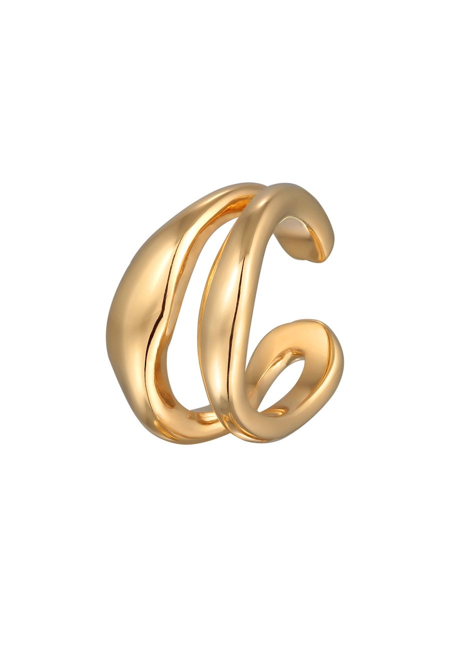 Elli PREMIUM Earcuff Single Ohrklemme Organic Design 925 Silber goldfarben Damen