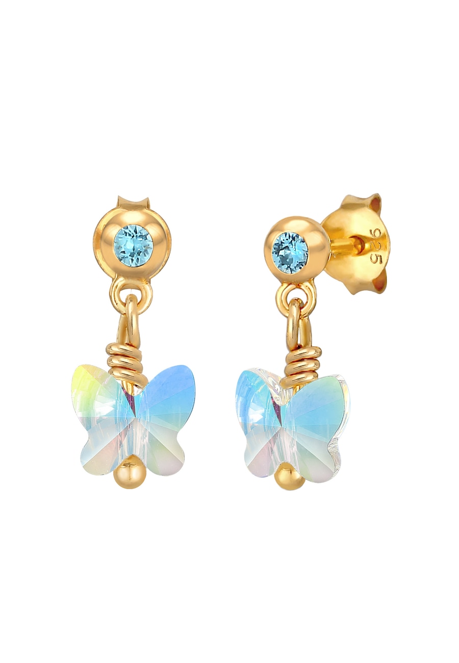 Elli Kinder Schmetterling 925 Sterling Silber, mit Kristallen von Swarovski Blau Damen